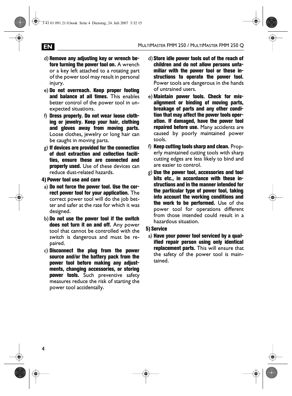 FEIN Power Tools FMM 250 User Manual | Page 4 / 44