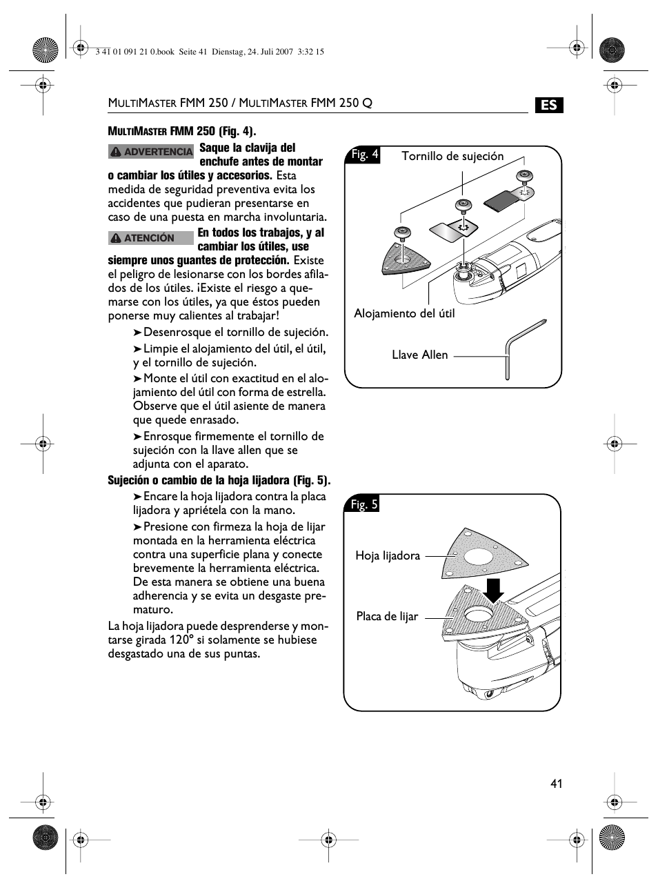 FEIN Power Tools FMM 250 User Manual | Page 41 / 44