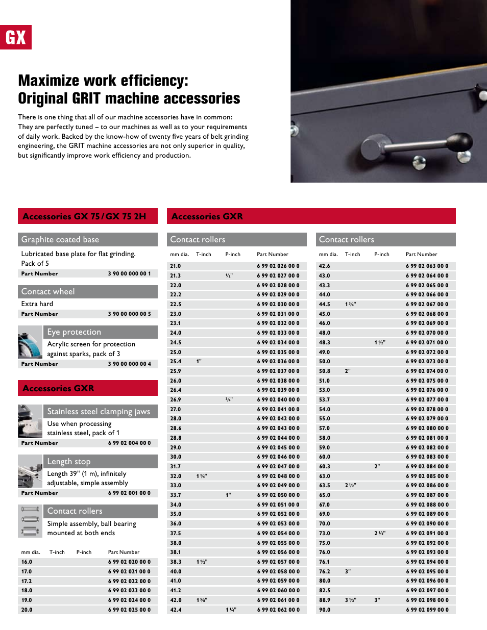 Stainless steel clamping jaws, Length stop, Contact rollers | Graphite coated base, Contact wheel, Eye protection, Use when processing stainless steel, pack of 1, Simple assembly, ball bearing mounted at both ends, Lubricated base plate for flat grinding. pack of 5, Extra hard | FEIN Power Tools GRIT Belt Grinder User Manual | Page 14 / 34
