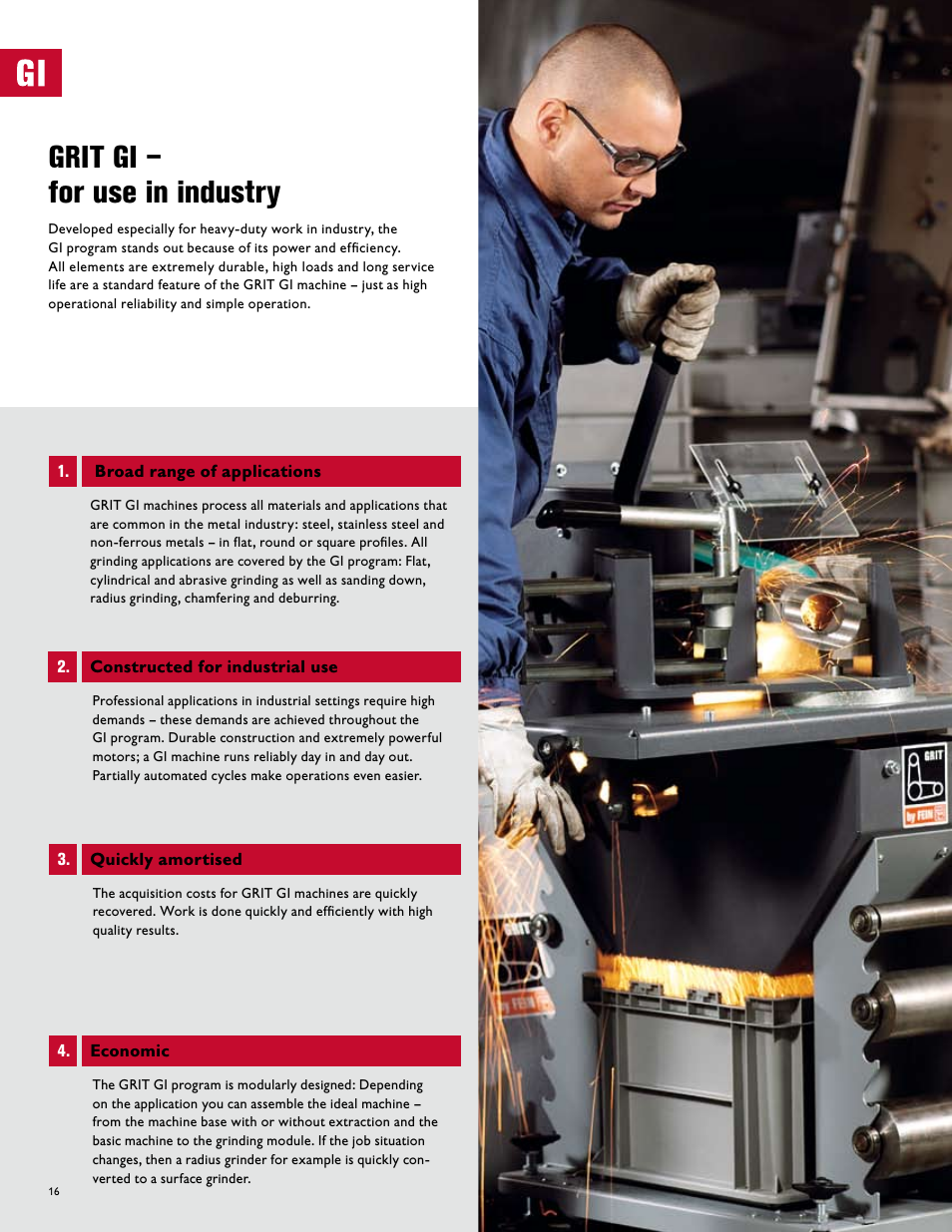 Grit gi – for use in industry | FEIN Power Tools GRIT Belt Grinder User Manual | Page 16 / 34