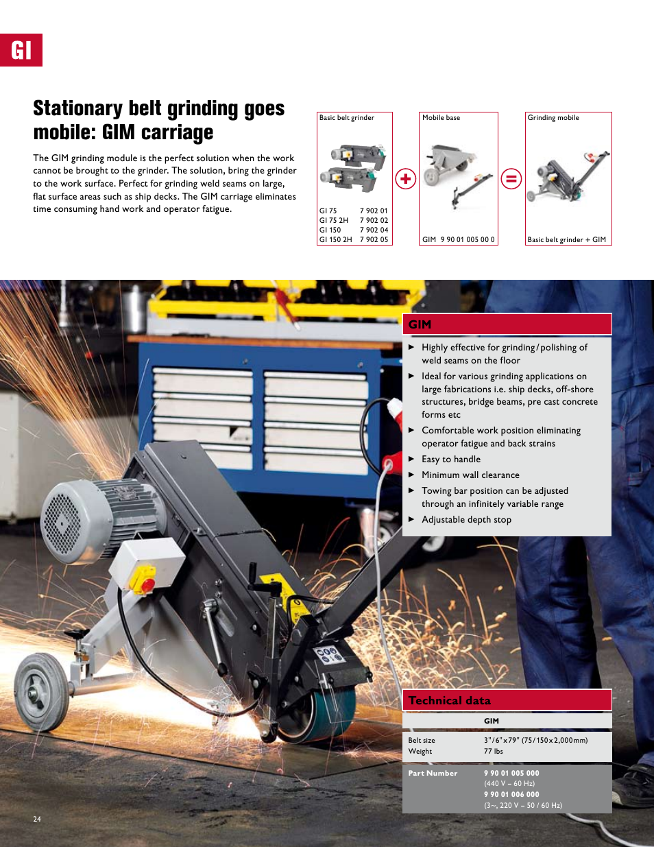 Stationary belt grinding goes mobile: gim carriage, Gim technical data | FEIN Power Tools GRIT Belt Grinder User Manual | Page 24 / 34