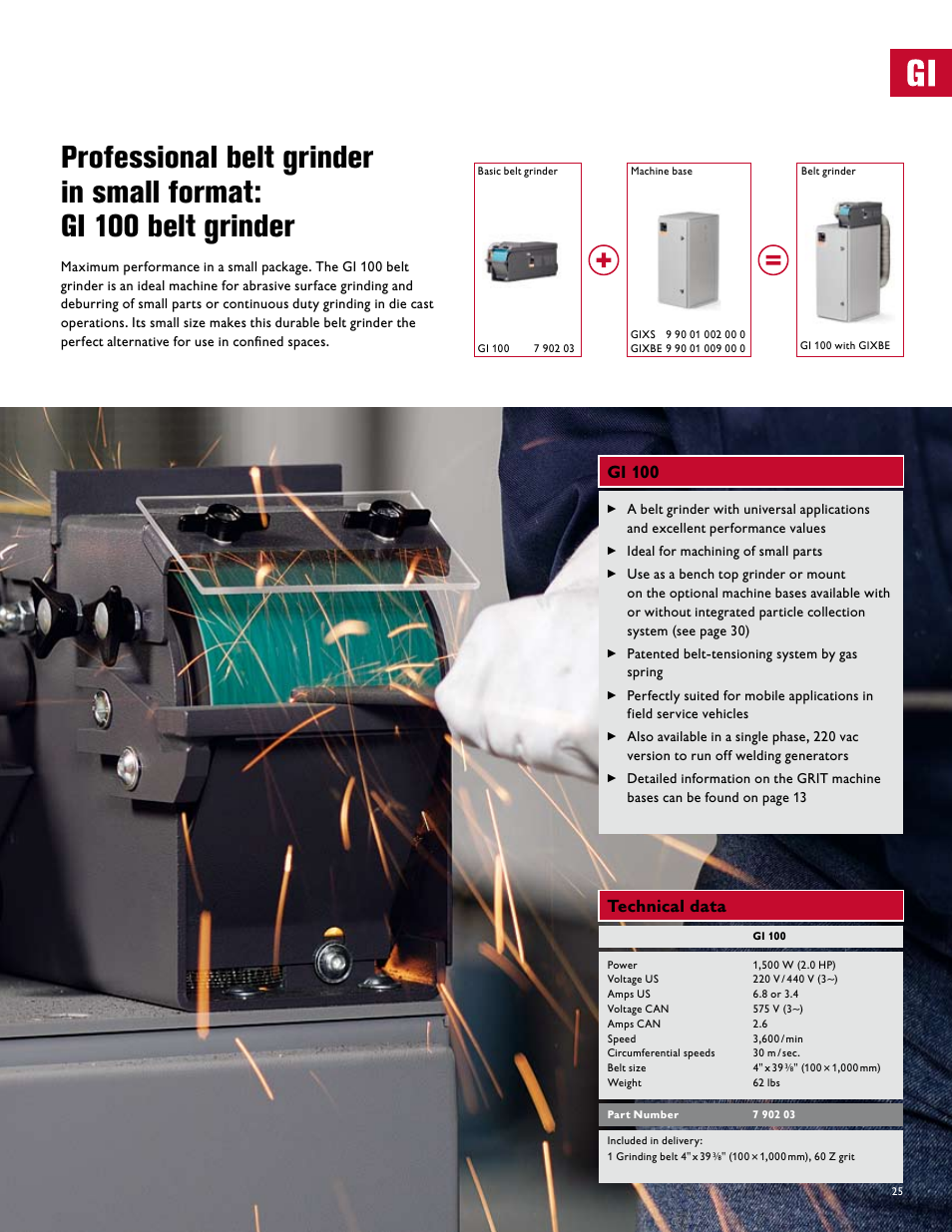 Gi 100 technical data | FEIN Power Tools GRIT Belt Grinder User Manual | Page 25 / 34