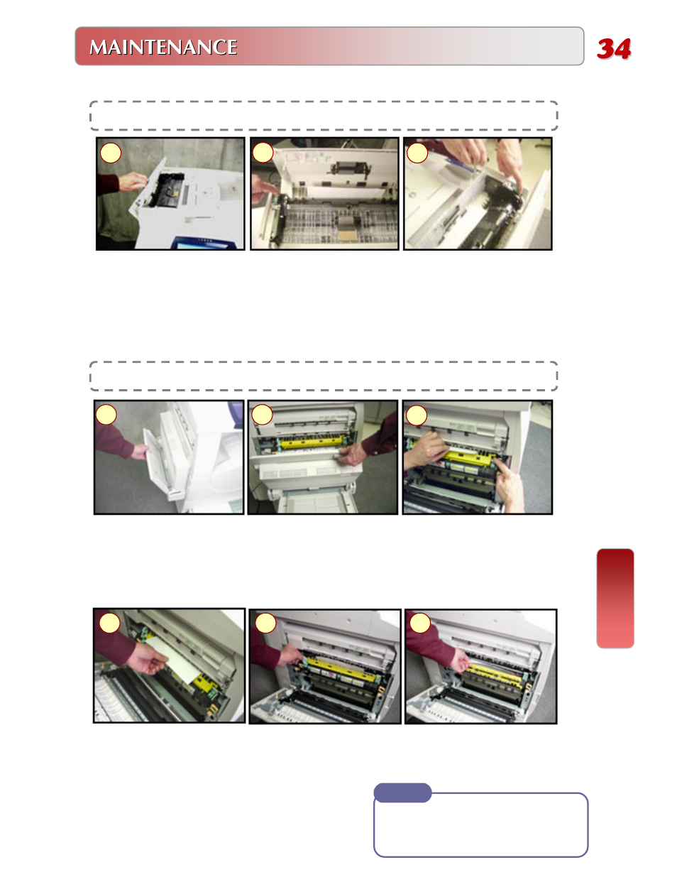 Maintenance, Clearing paper jams | Fuji Labs DOCUCENTRE-II C3000 User Manual | Page 35 / 44