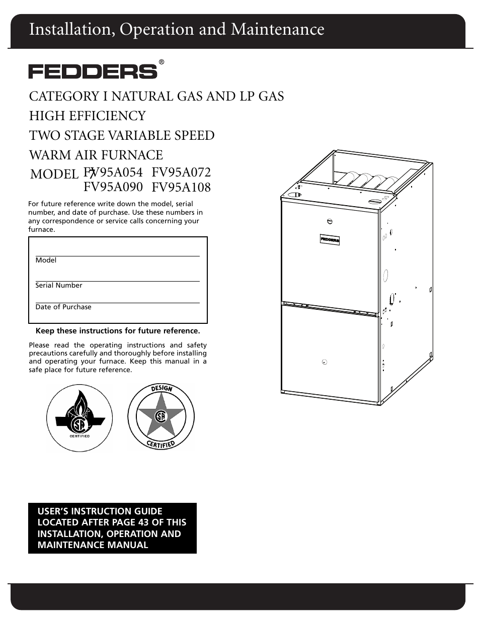 Fedders FV95A090 User Manual | 50 pages