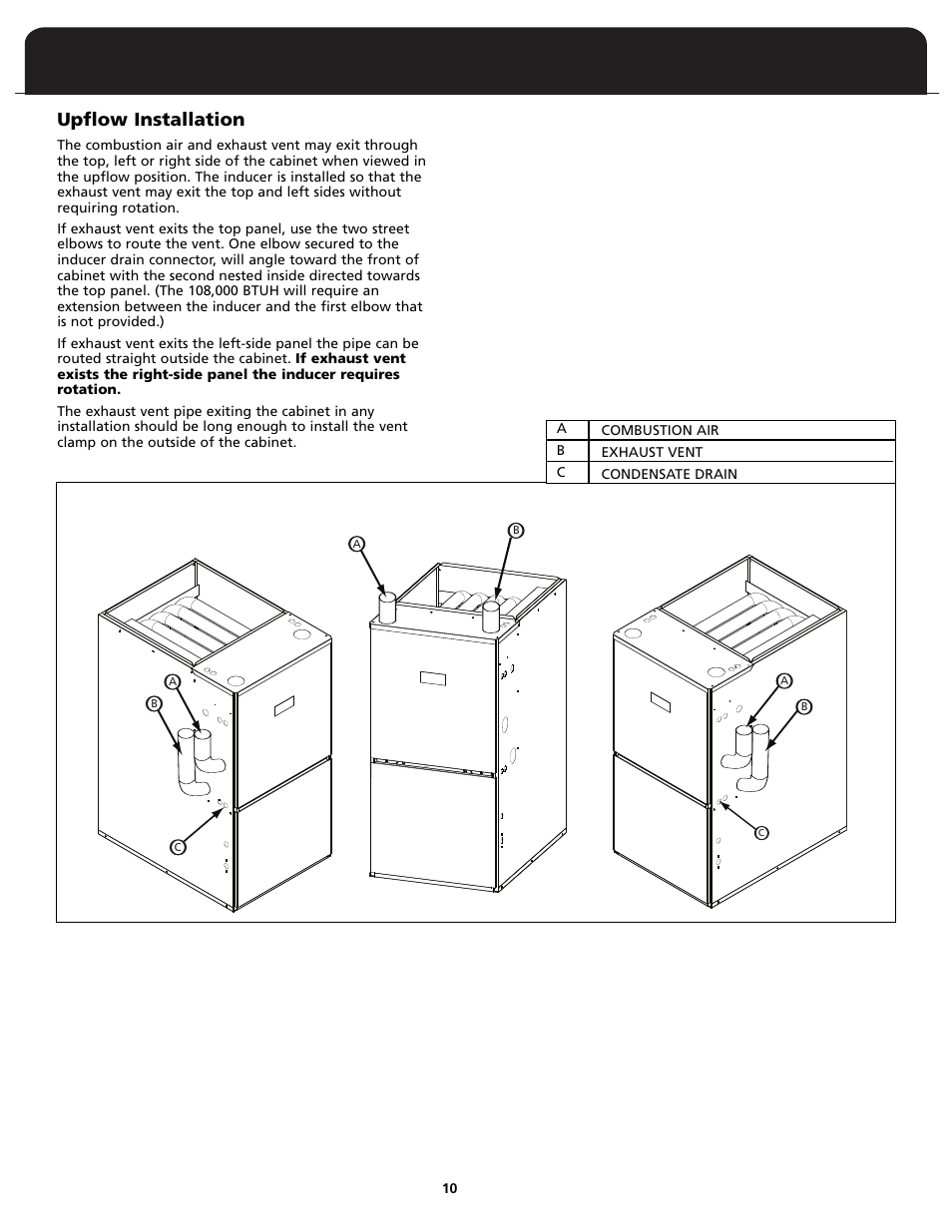 Upflow installation | Fedders FV95A090 User Manual | Page 12 / 50