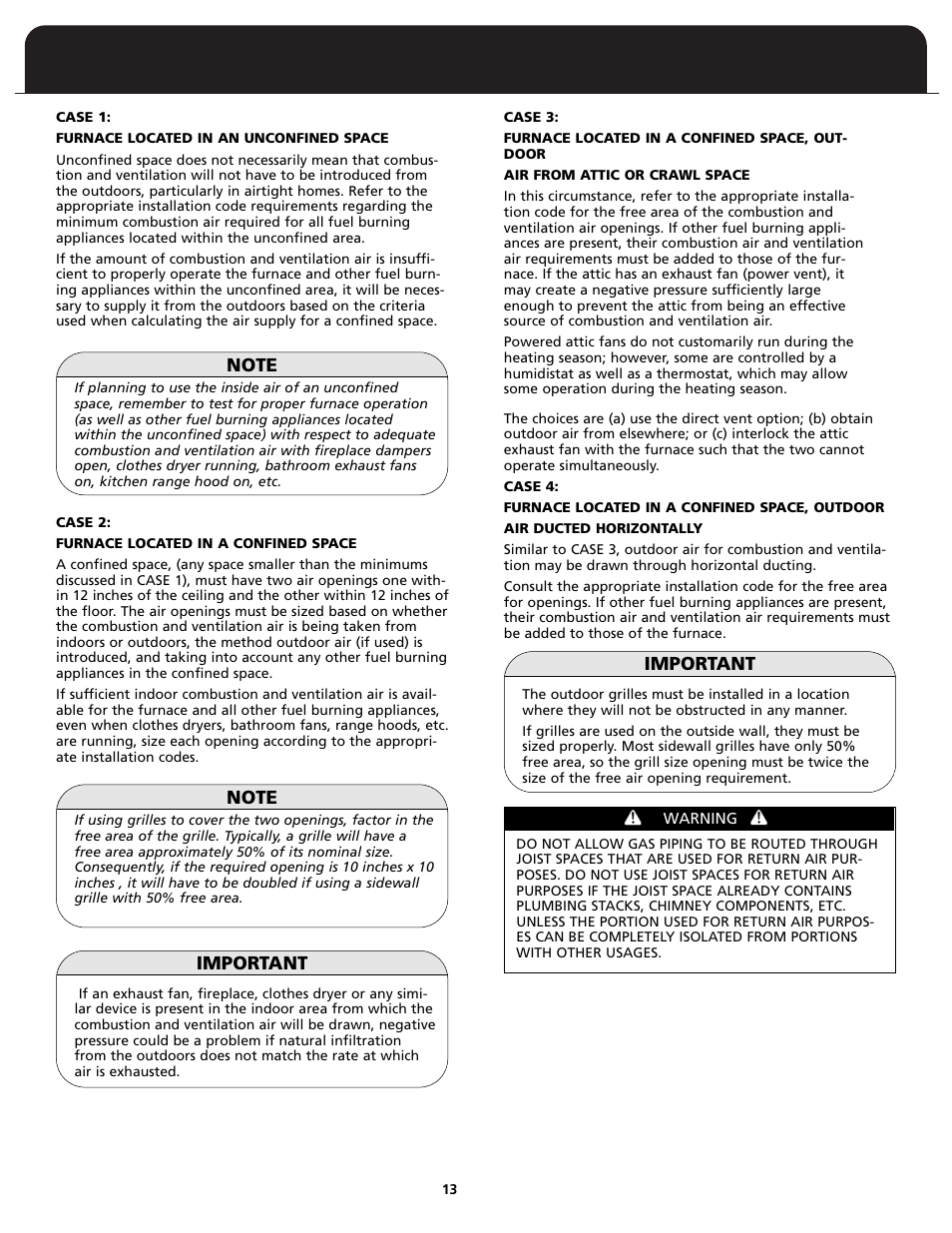 Important | Fedders FV95A090 User Manual | Page 15 / 50