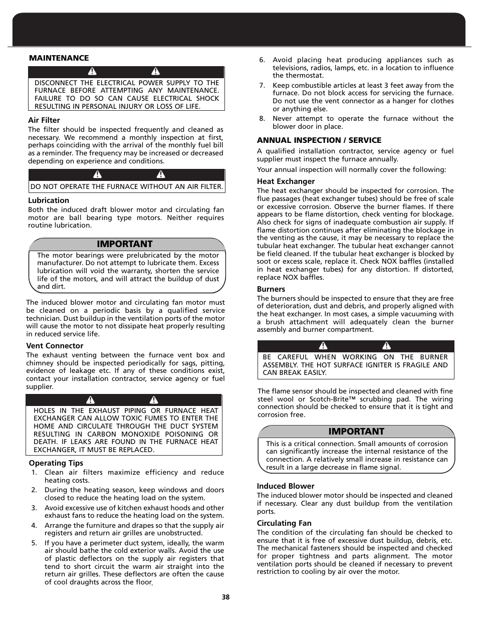 Important | Fedders FV95A090 User Manual | Page 40 / 50