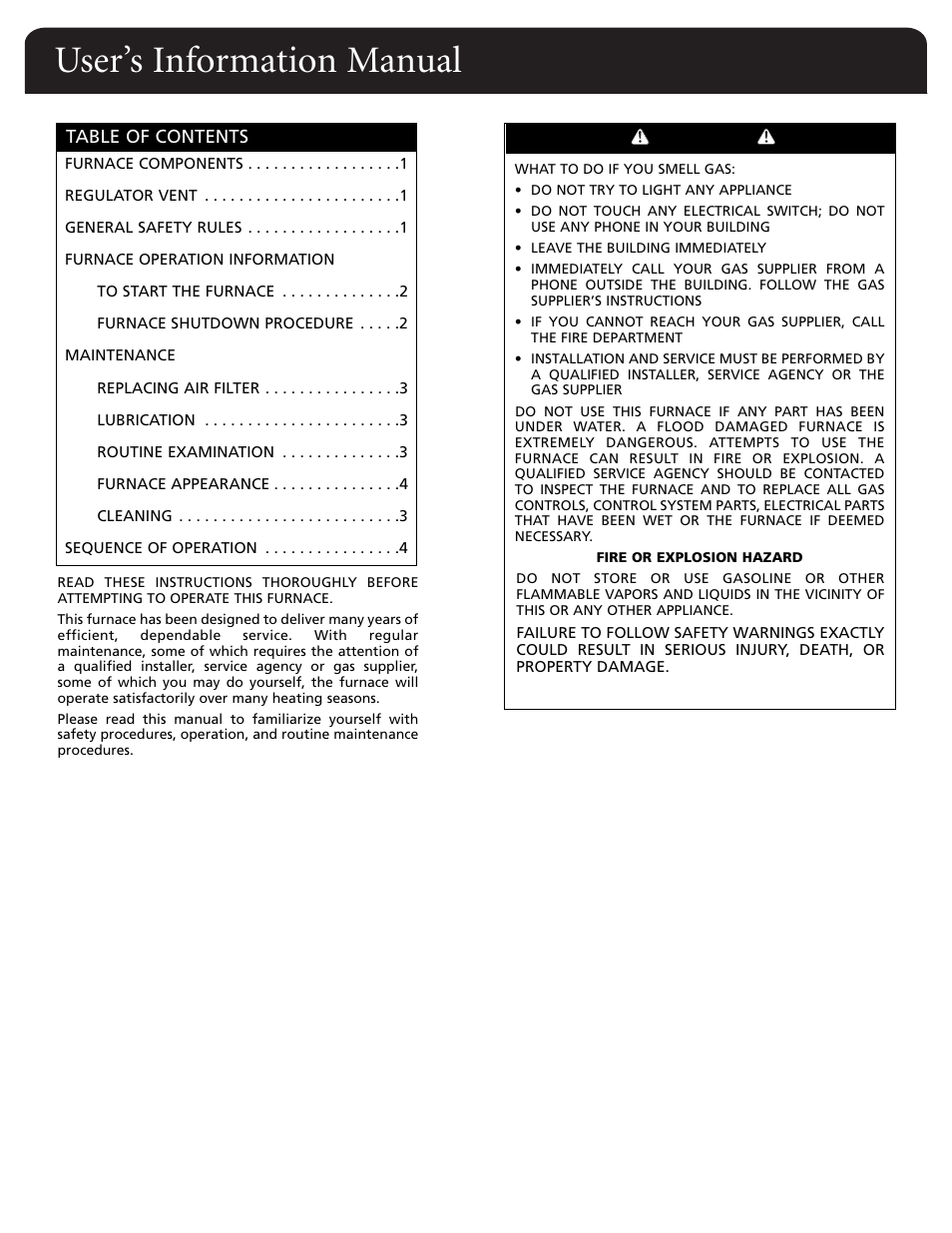 User’s information manual | Fedders FV95A090 User Manual | Page 46 / 50