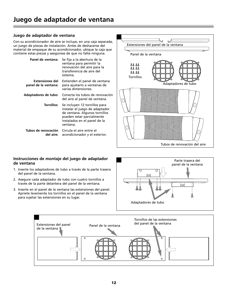 Juego de adaptador de ventana | Fedders Portable Dehumidifier User Manual | Page 12 / 28