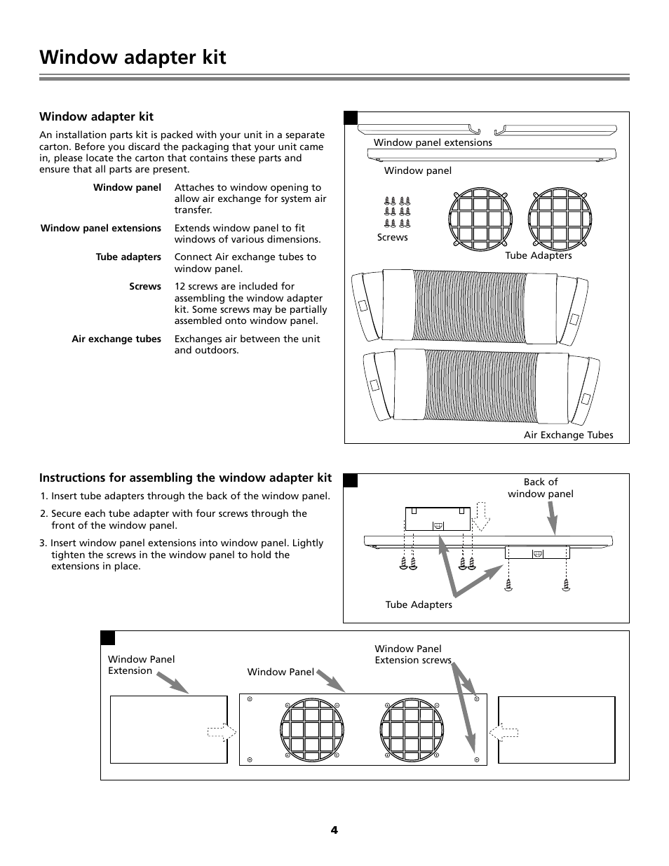 Window adapter kit | Fedders Portable Dehumidifier User Manual | Page 4 / 28