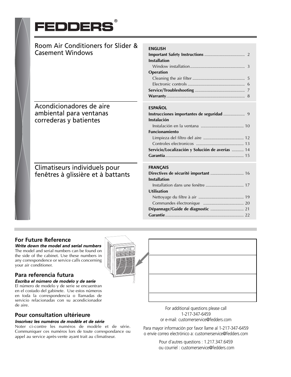 Fedders A6V05S2B User Manual | 24 pages