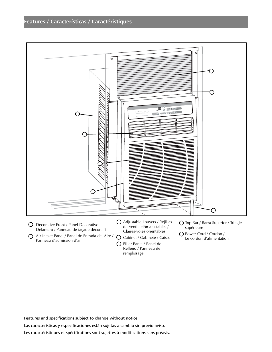 Features / características / caractéristiques | Fedders A6V05S2B User Manual | Page 24 / 24