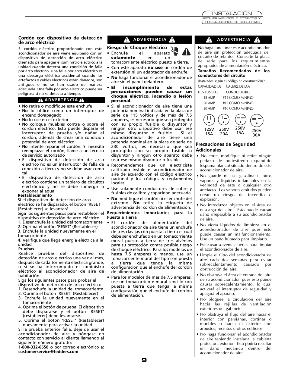 Fedders A6V05S2B User Manual | Page 9 / 24