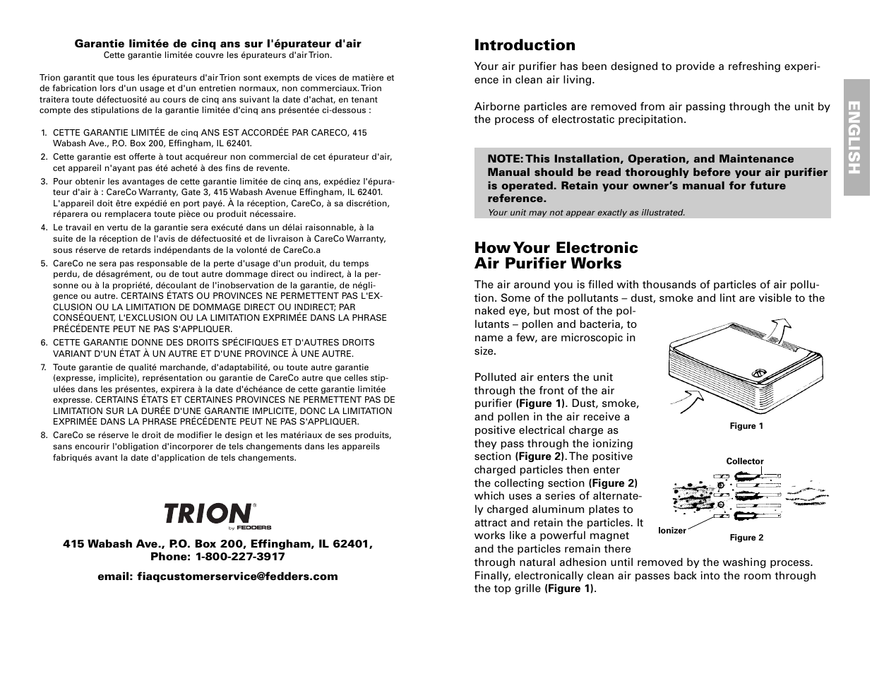 English, Introduction, How your electronic air purifier works | Fedders 120V/60Hz User Manual | Page 3 / 16