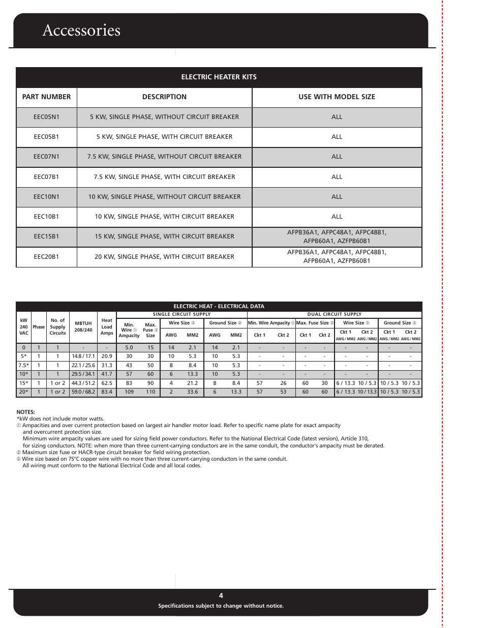 Accessories | Fedders AFPB36A1 User Manual | Page 4 / 6