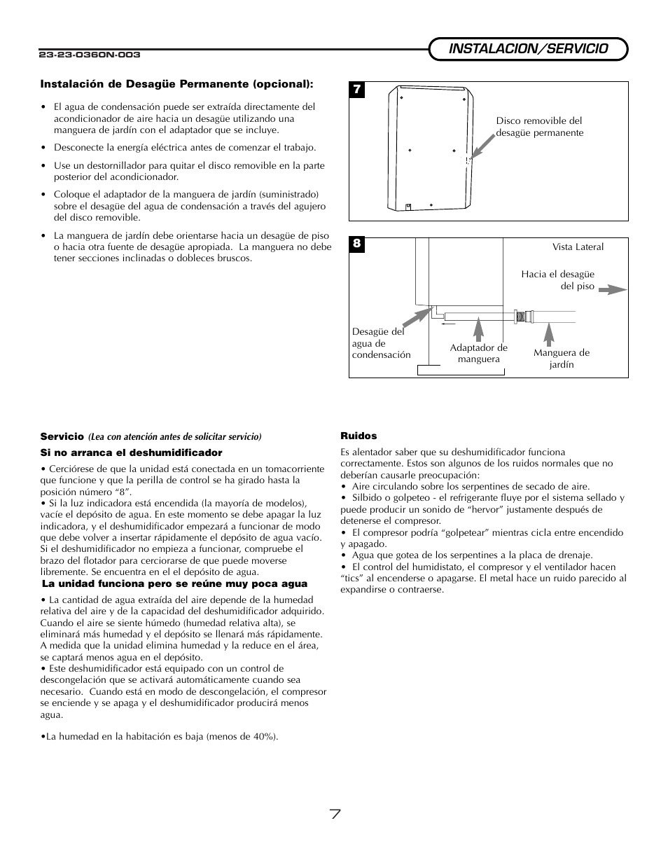 Instalacion/servicio | Fedders A3DH30B2A User Manual | Page 9 / 16