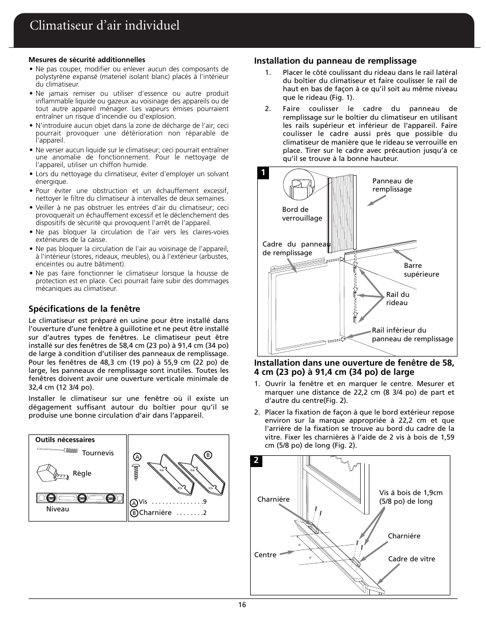 Climatiseur d’air individuel | Fedders A6X05F2G User Manual | Page 17 / 24