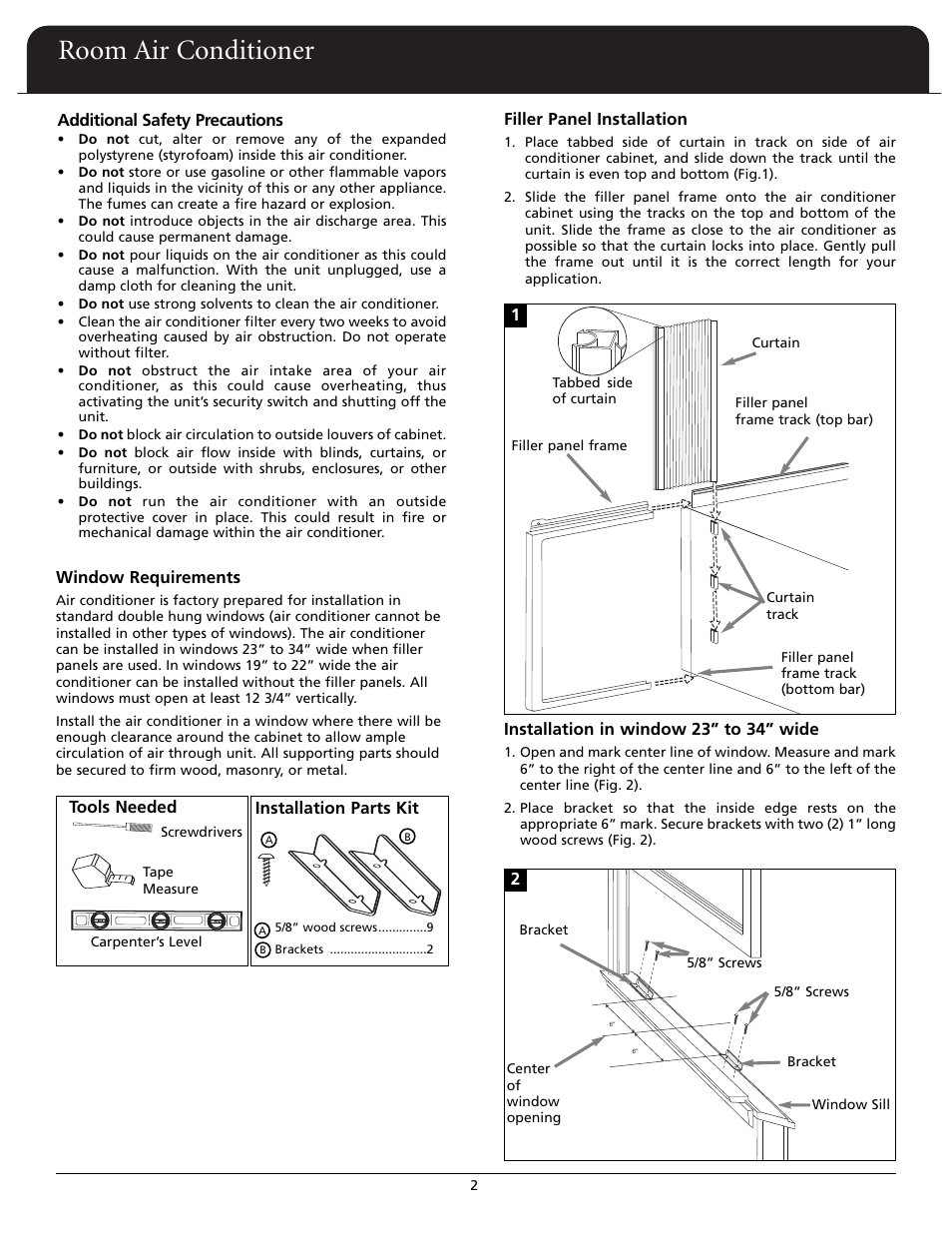 Room air conditioner | Fedders A6X05F2G User Manual | Page 3 / 24