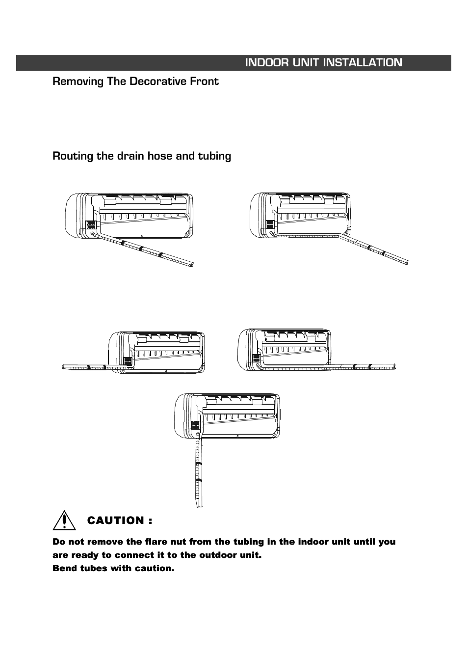 Routing the drain hose and tubing | Fedders R407C User Manual | Page 28 / 75