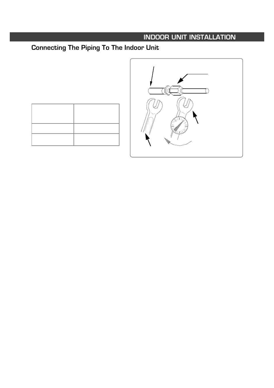 Connecting the piping to the indoor unit, Indoor unit installation | Fedders R407C User Manual | Page 31 / 75