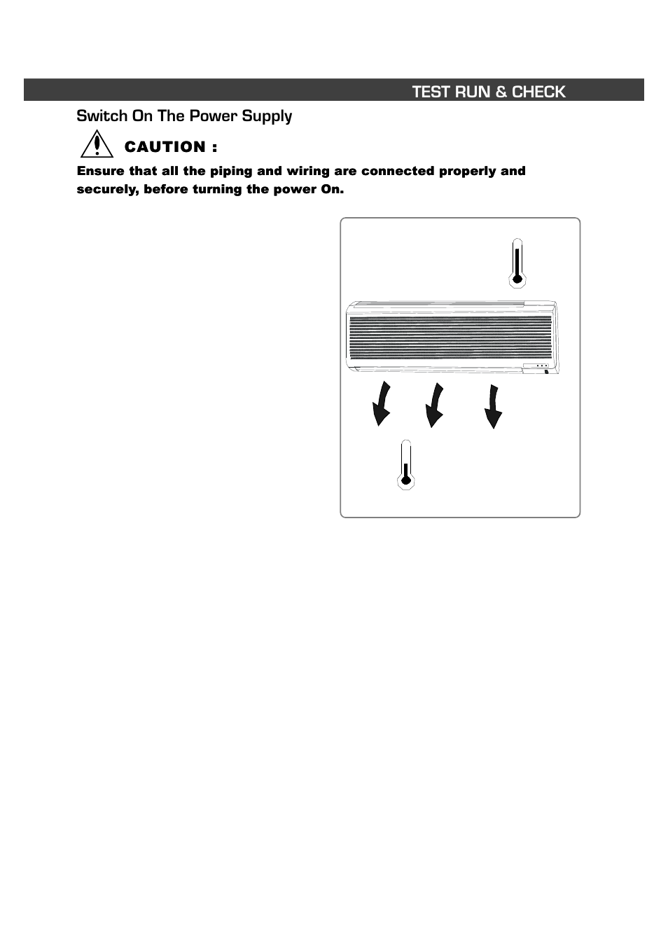 Test run & check switch on the power supply | Fedders R407C User Manual | Page 37 / 75