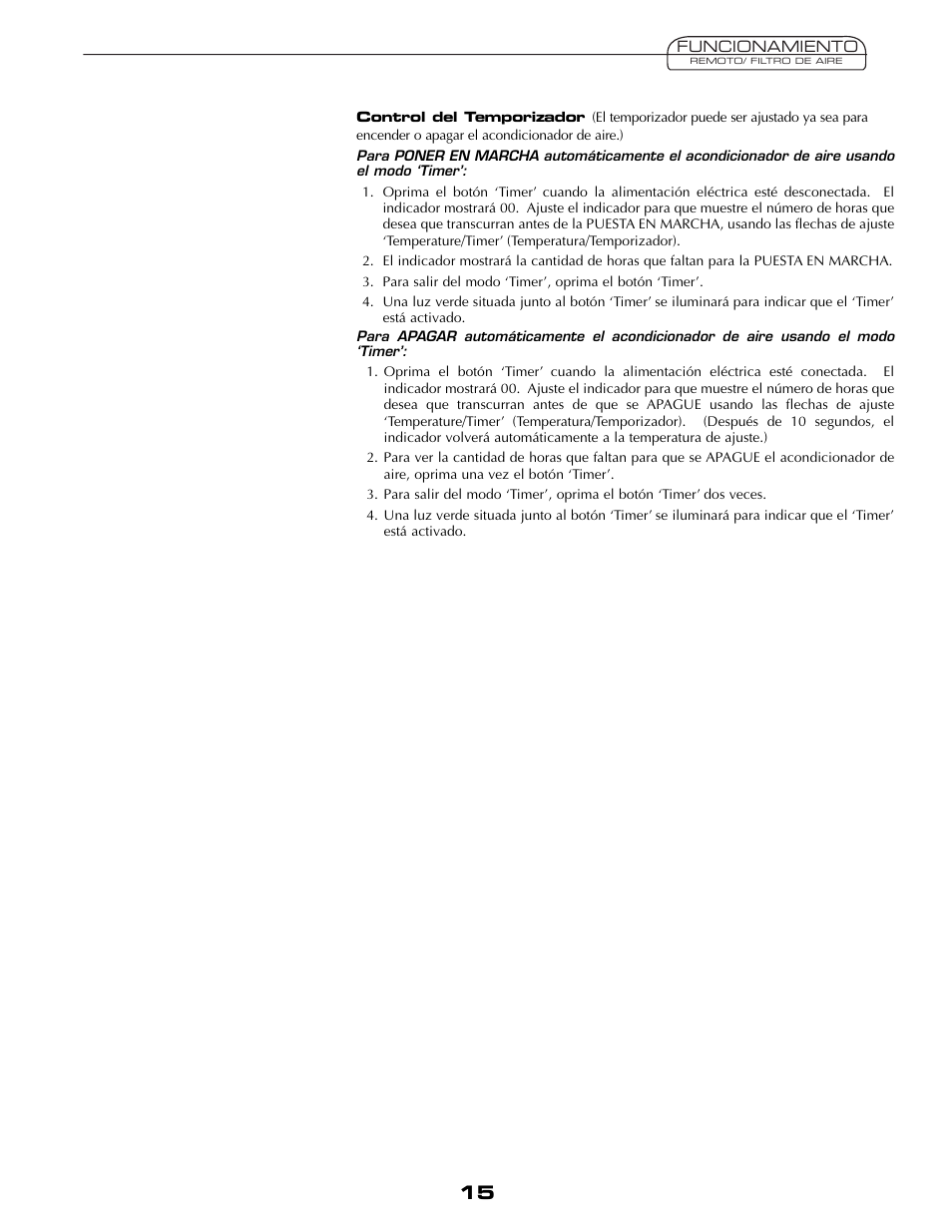 Fedders AEY08F2B User Manual | Page 15 / 28