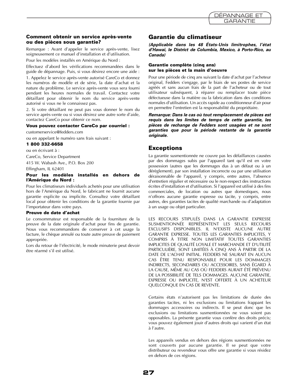 Fedders AEY08F2B User Manual | Page 27 / 28