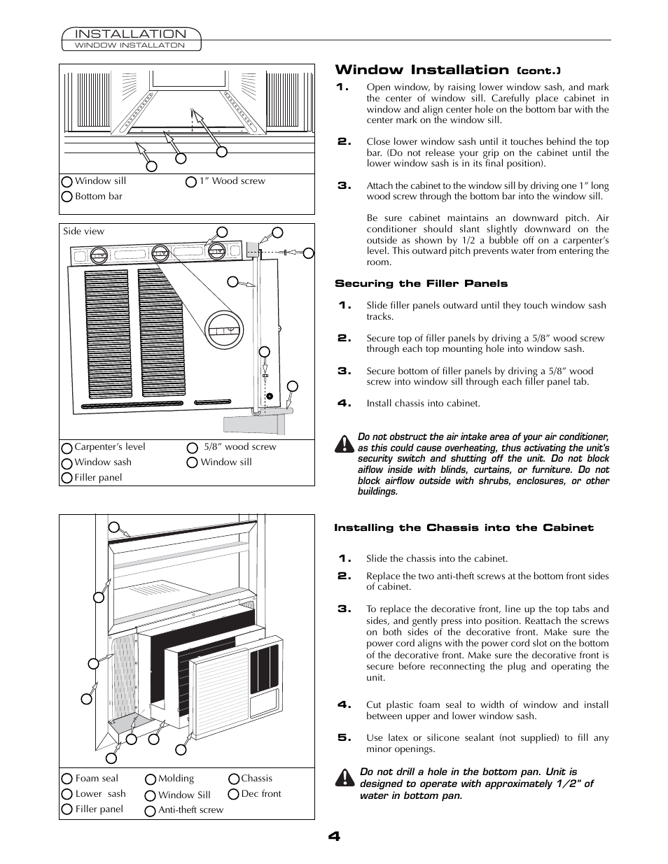 Window installation | Fedders AEY08F2B User Manual | Page 4 / 28