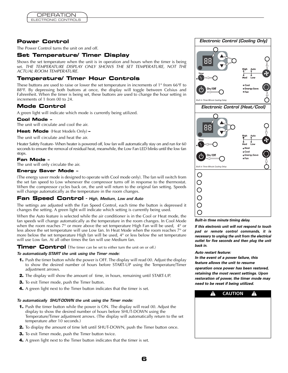 Power control, Set temperature/ timer display, Temperature/ timer hour controls | Mode control, Fan speed control, Timer control | Fedders AEY08F2B User Manual | Page 6 / 28