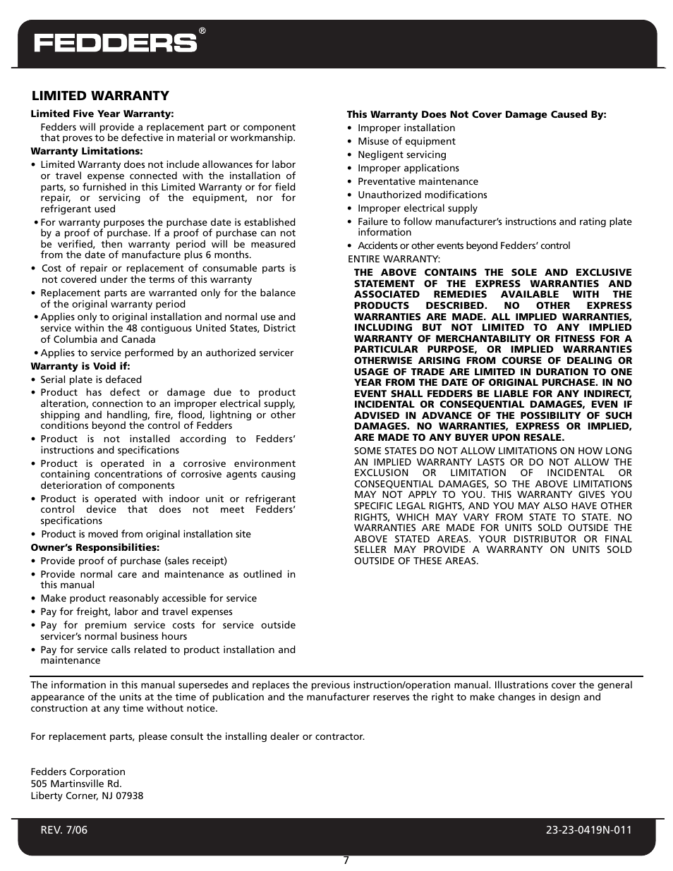 Model c10 | Fedders CH18ABD1 User Manual | Page 8 / 8