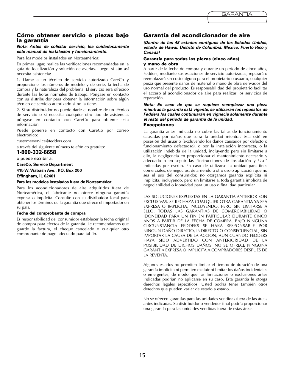 Fedders A7Q08F2B User Manual | Page 15 / 24