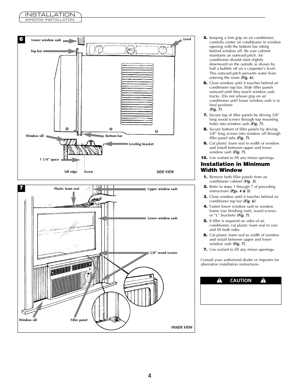 Installation in minimum width window | Fedders A7Q08F2B User Manual | Page 4 / 24