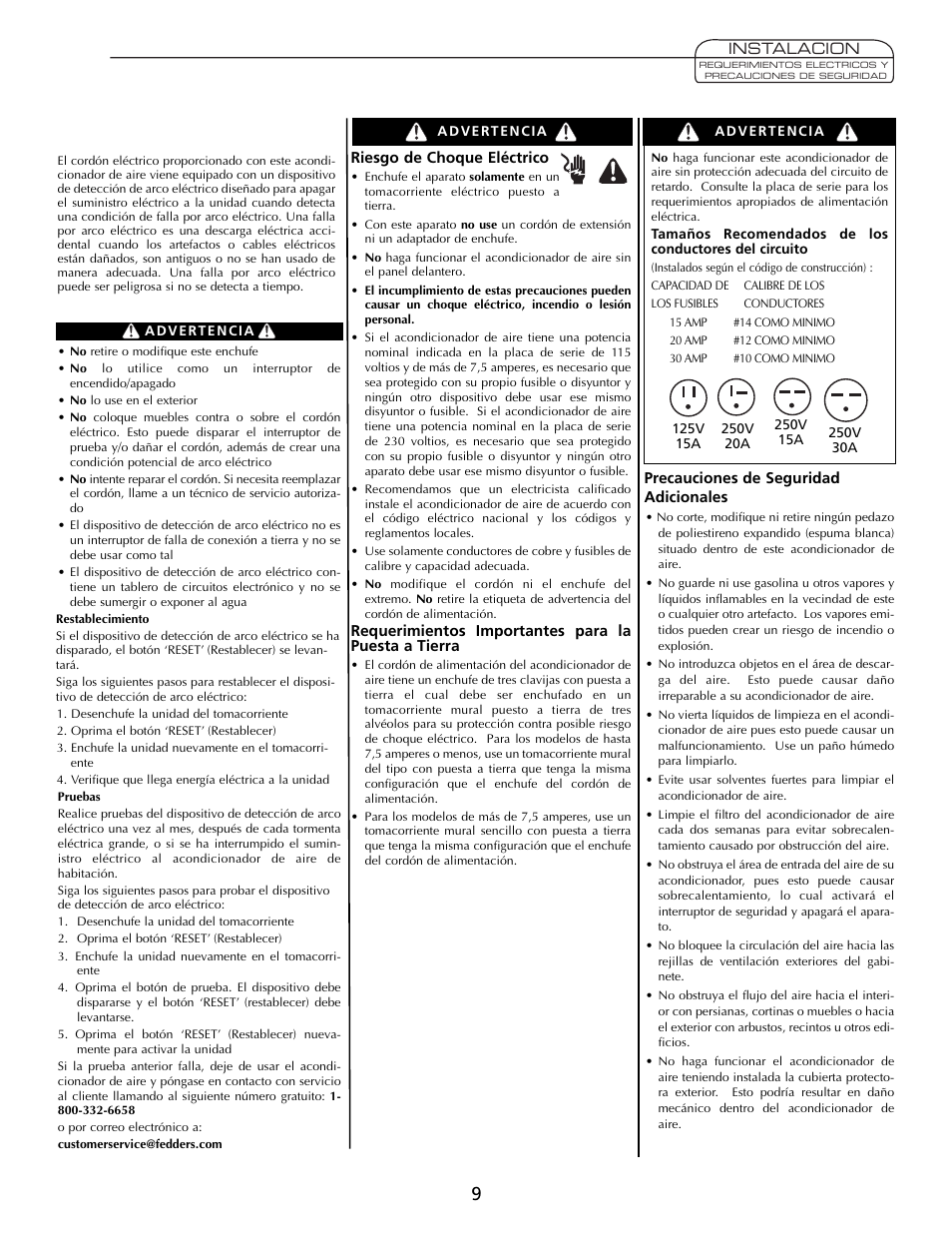 Fedders A7Q08F2B User Manual | Page 9 / 24
