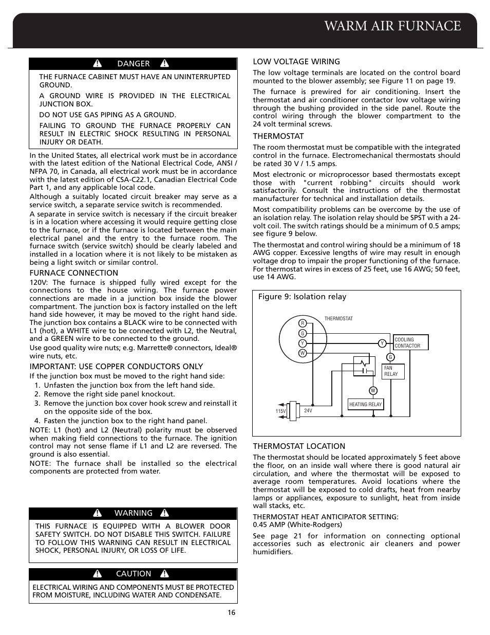 Warm air furnace | Fedders F80A User Manual | Page 17 / 32