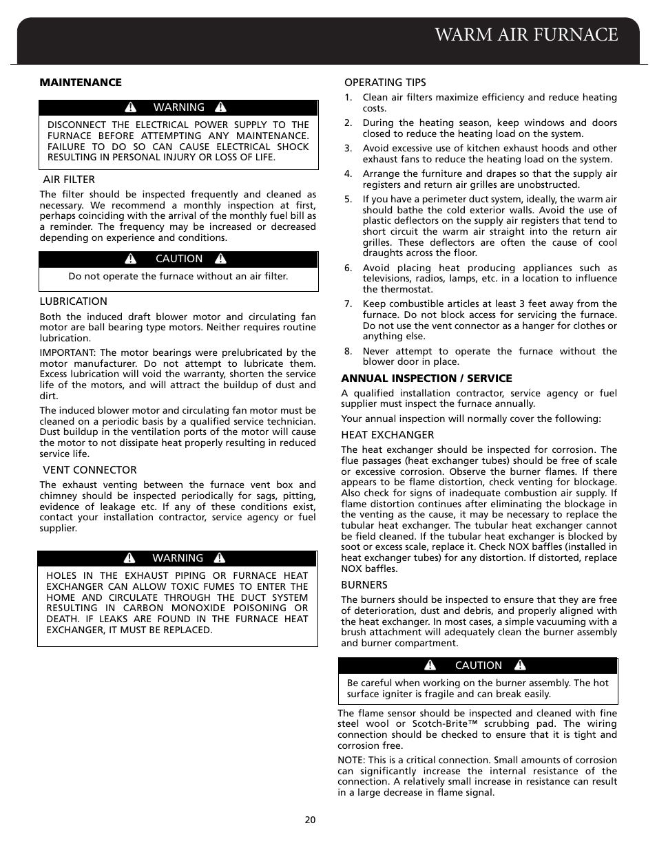 Warm air furnace | Fedders F80A User Manual | Page 21 / 32