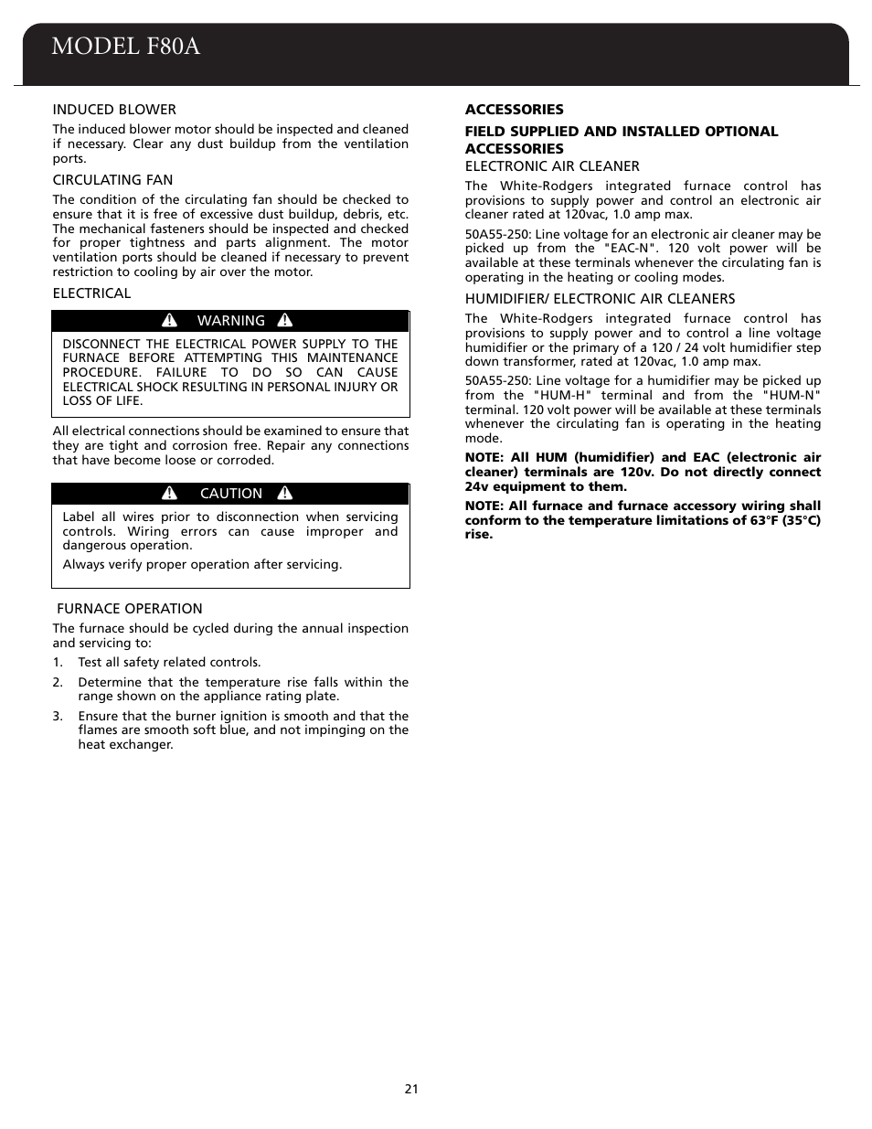 Model f80a | Fedders F80A User Manual | Page 22 / 32