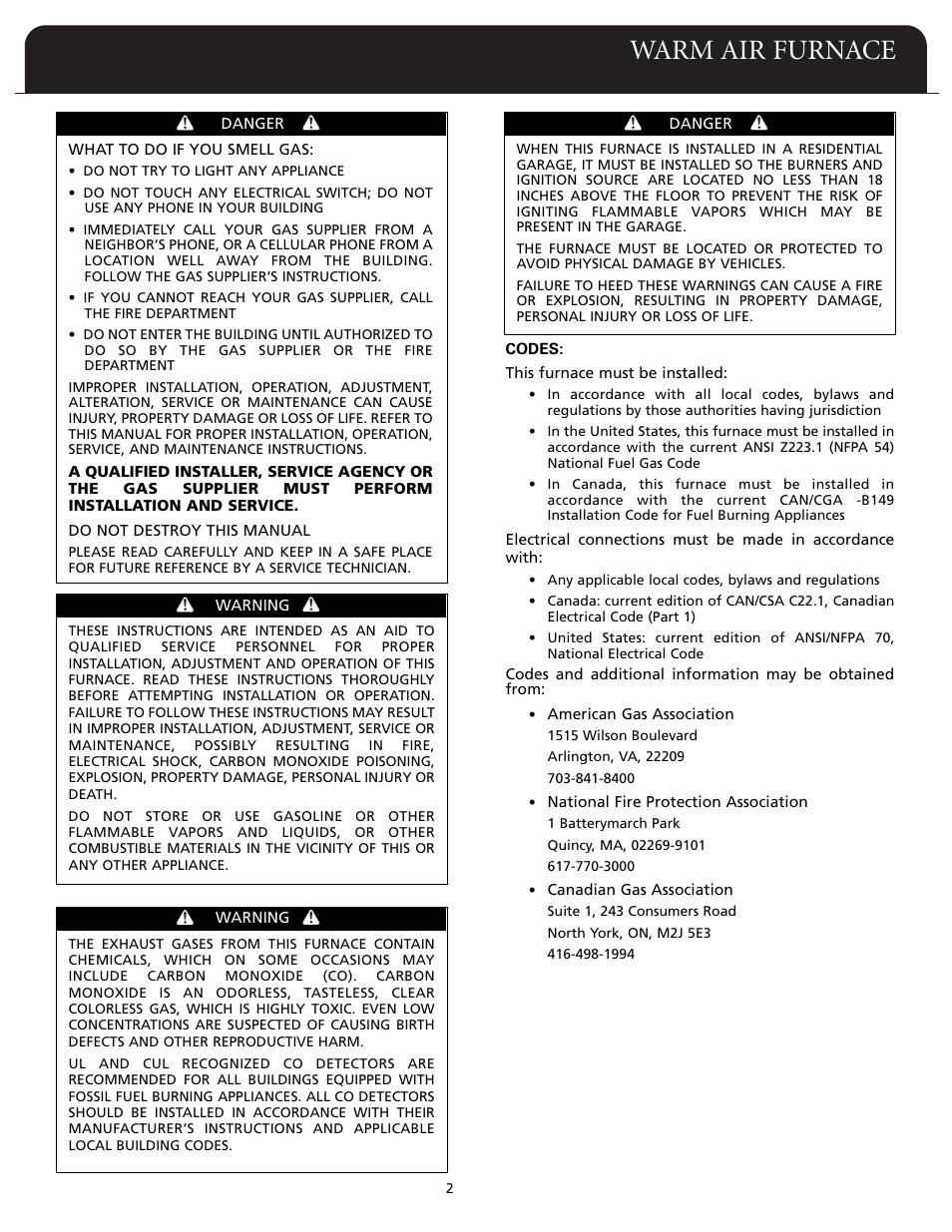 Warm air furnace | Fedders F80A User Manual | Page 3 / 32