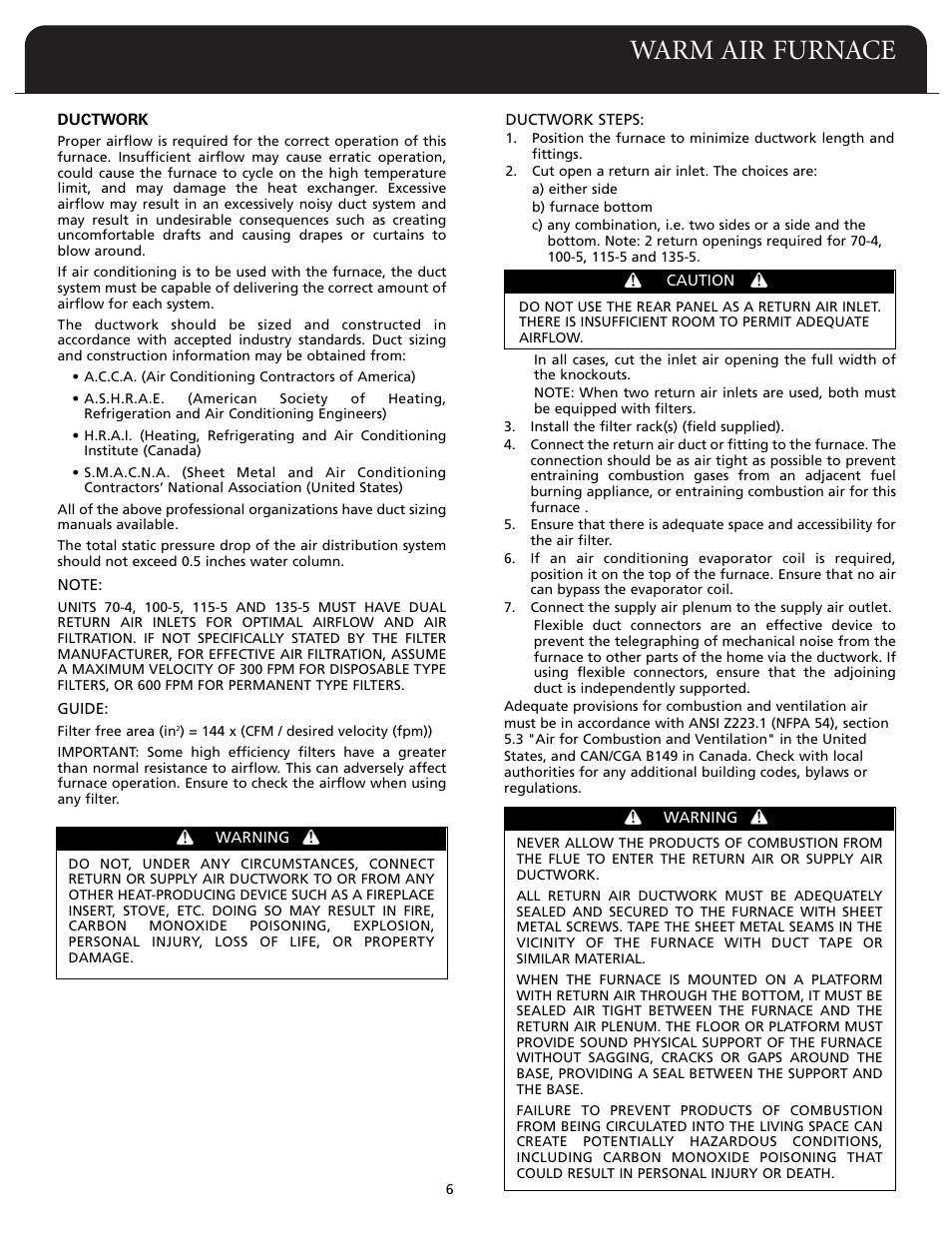 Warm air furnace | Fedders F80A User Manual | Page 7 / 32