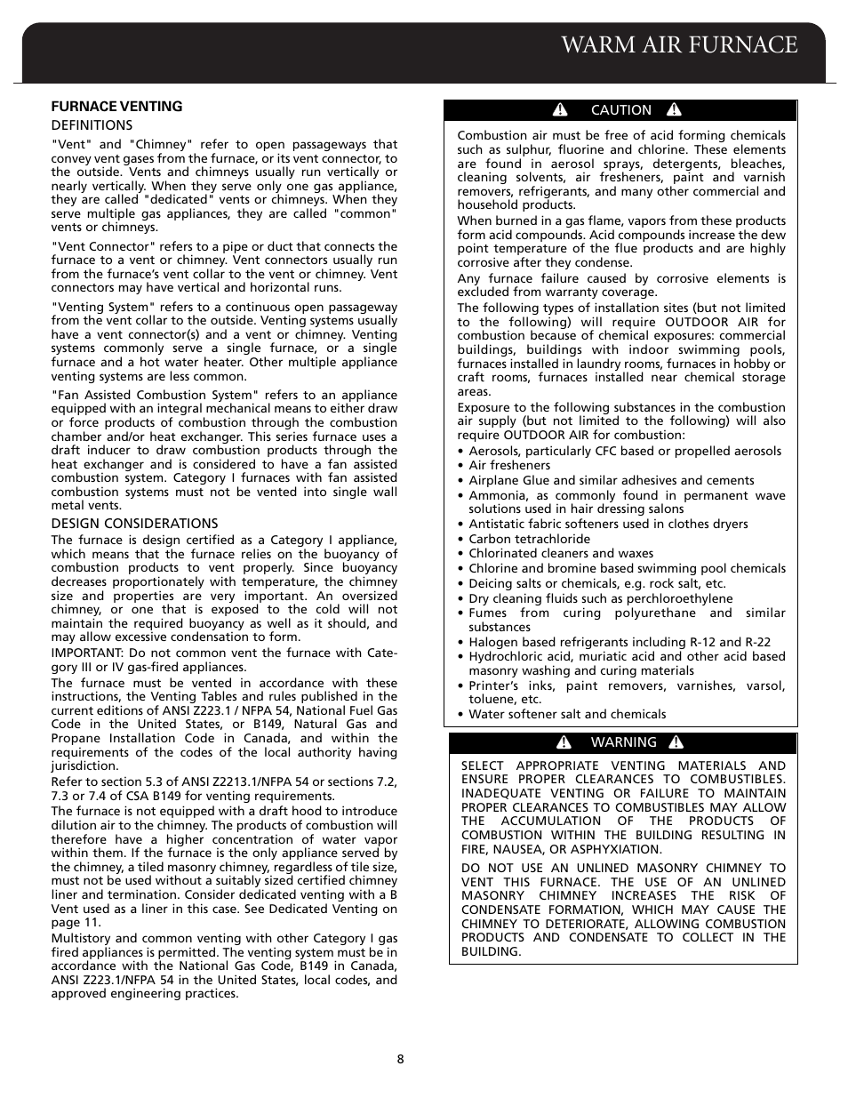 Warm air furnace | Fedders F80A User Manual | Page 9 / 32