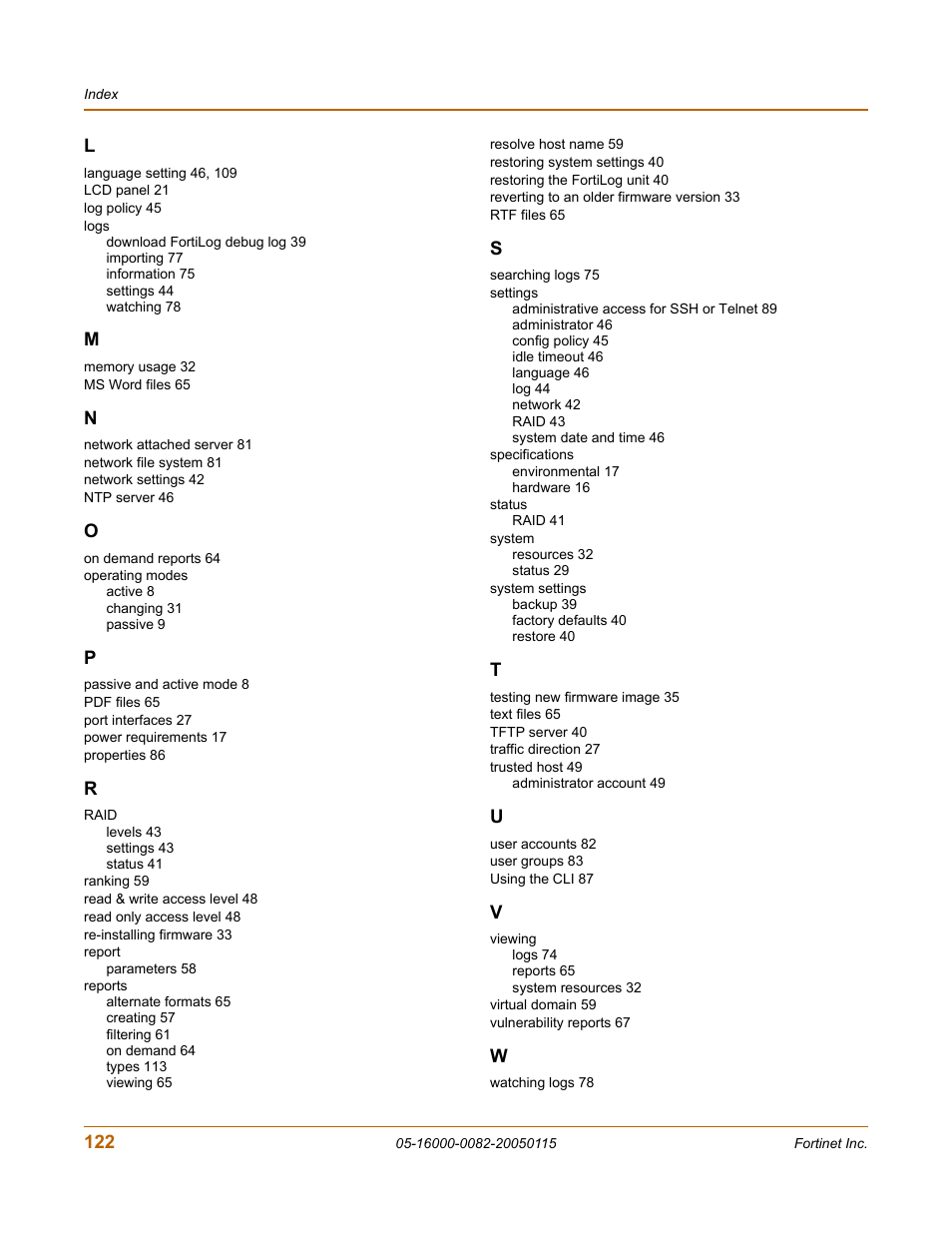 Fortinet FortiLog-400 User Manual | Page 122 / 124