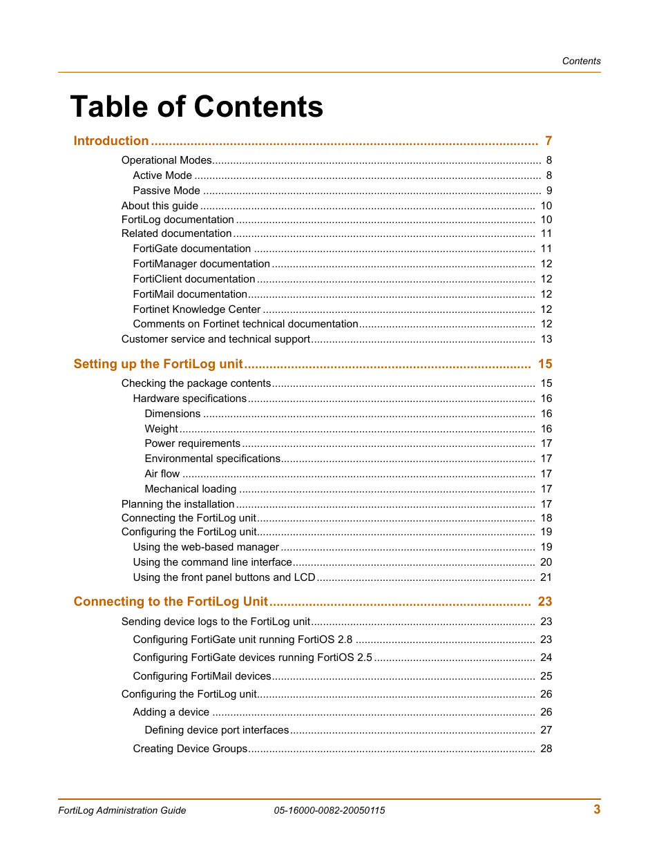 Fortinet FortiLog-400 User Manual | Page 3 / 124