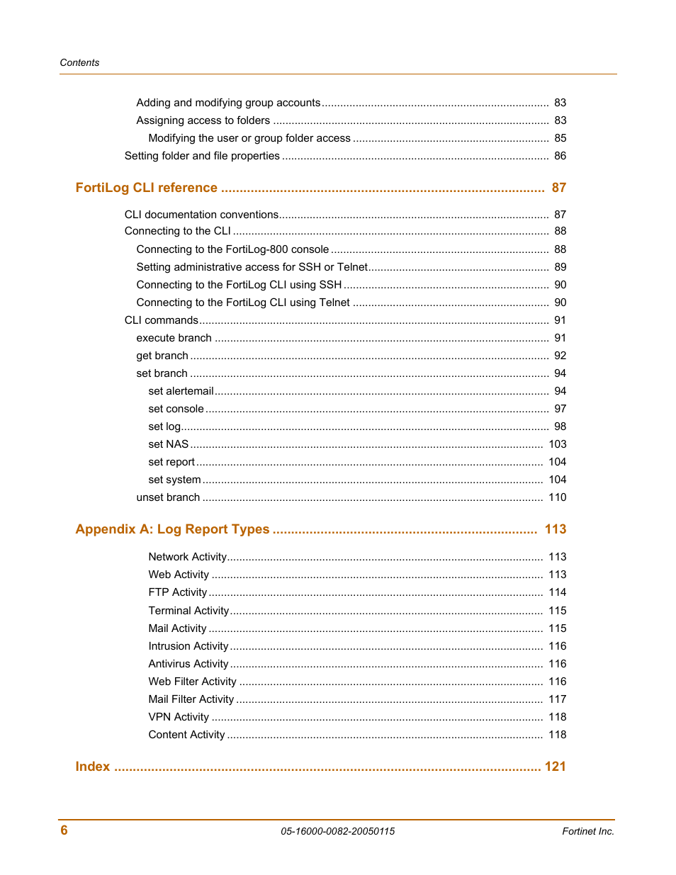 Fortinet FortiLog-400 User Manual | Page 6 / 124