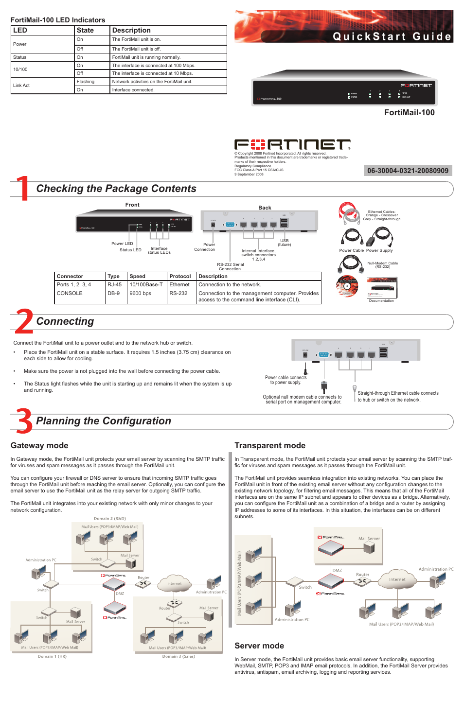 Fortinet FortiMail-100 User Manual | 2 pages