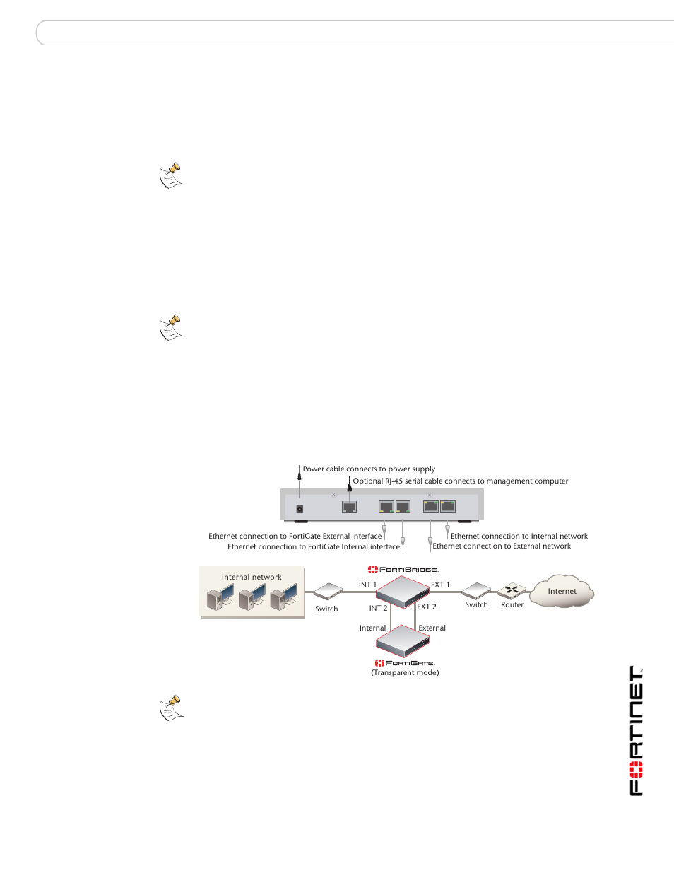 Connecting and turning on the fortibridge unit | Fortinet Version 3.0 User Manual | Page 23 / 88