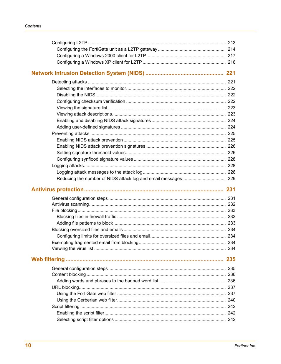 Fortinet FortiGate 100 User Manual | Page 10 / 272