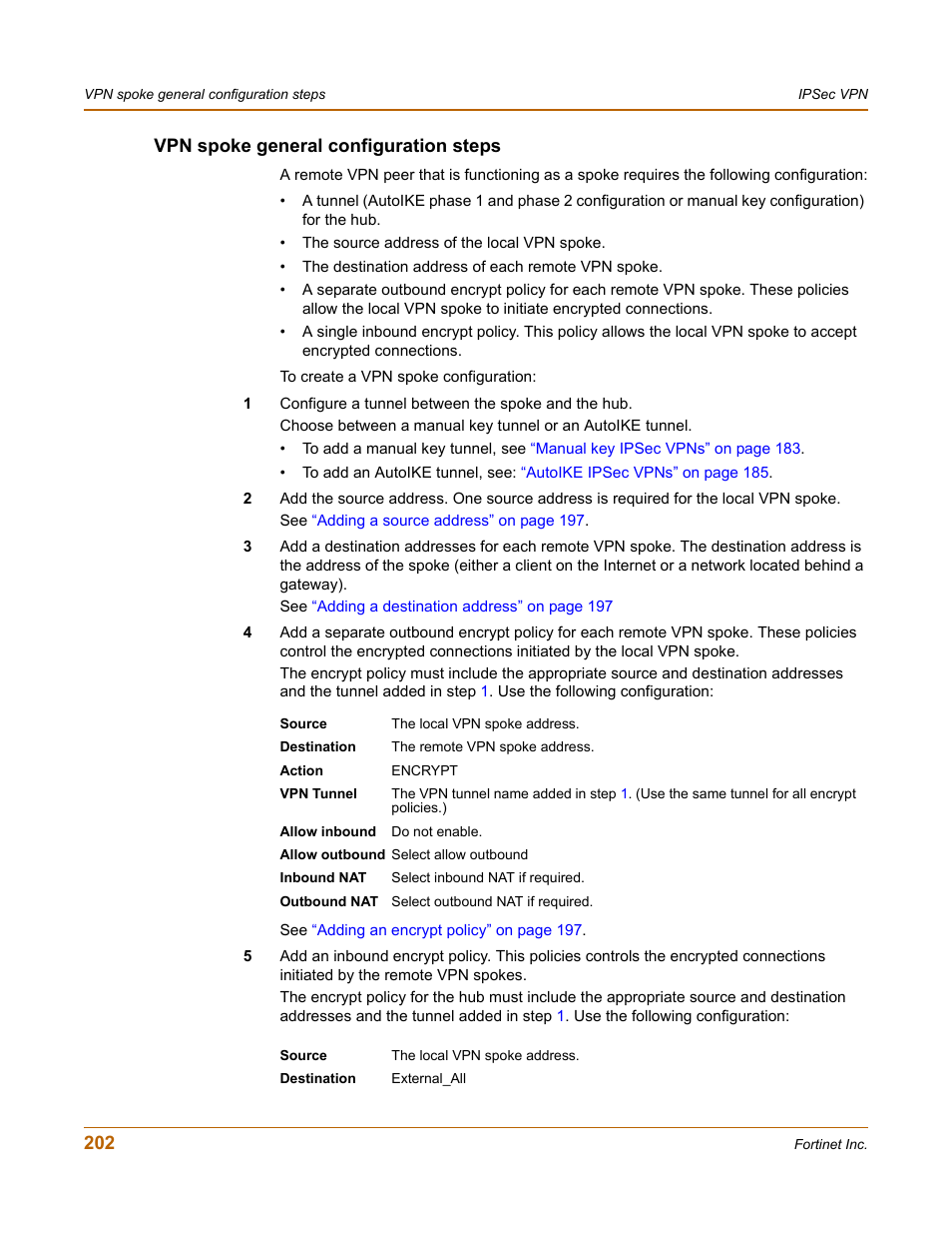 Vpn spoke general configuration steps | Fortinet FortiGate 100 User Manual | Page 202 / 272