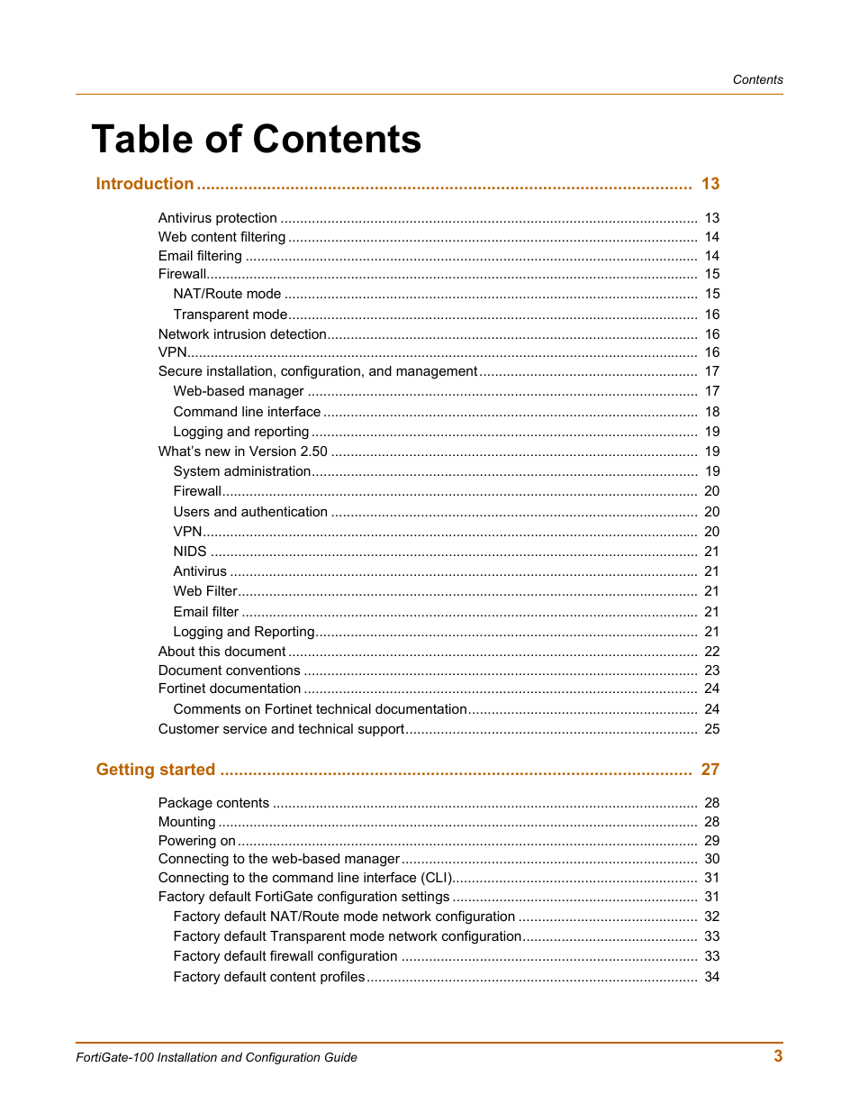 Fortinet FortiGate 100 User Manual | Page 3 / 272