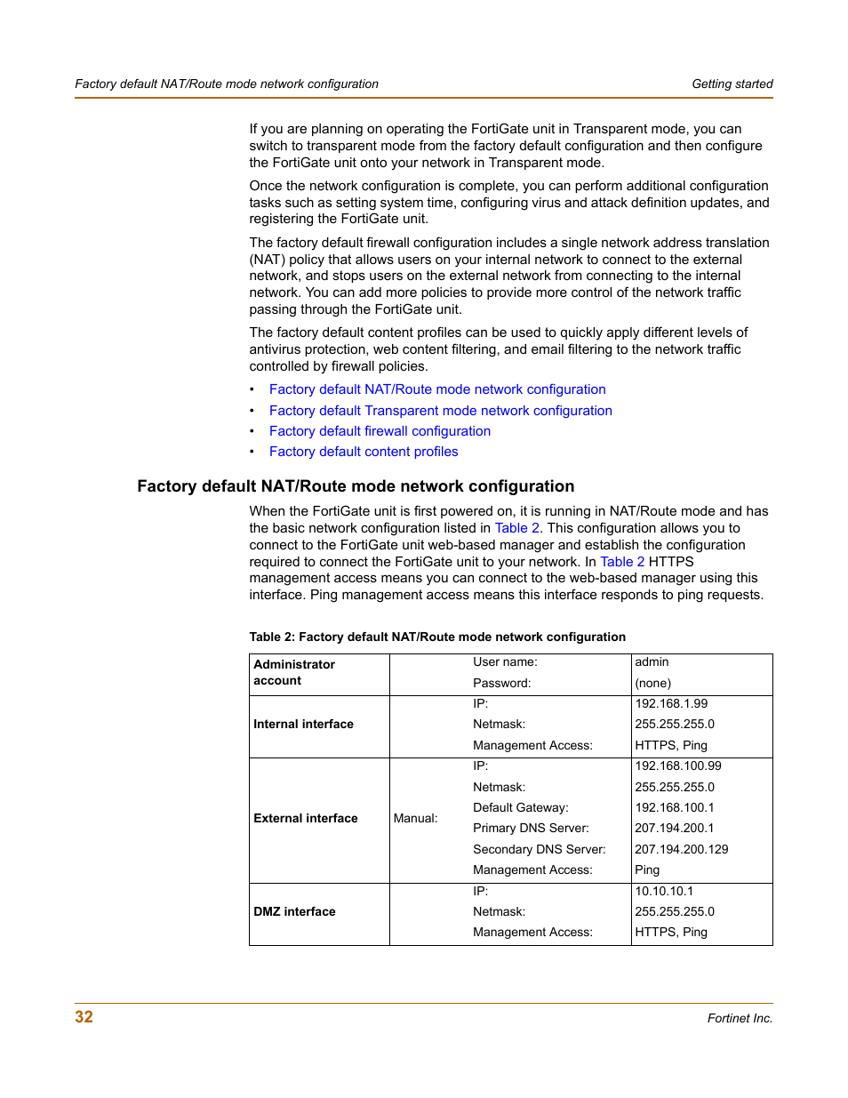 Fortinet FortiGate 100 User Manual | Page 32 / 272