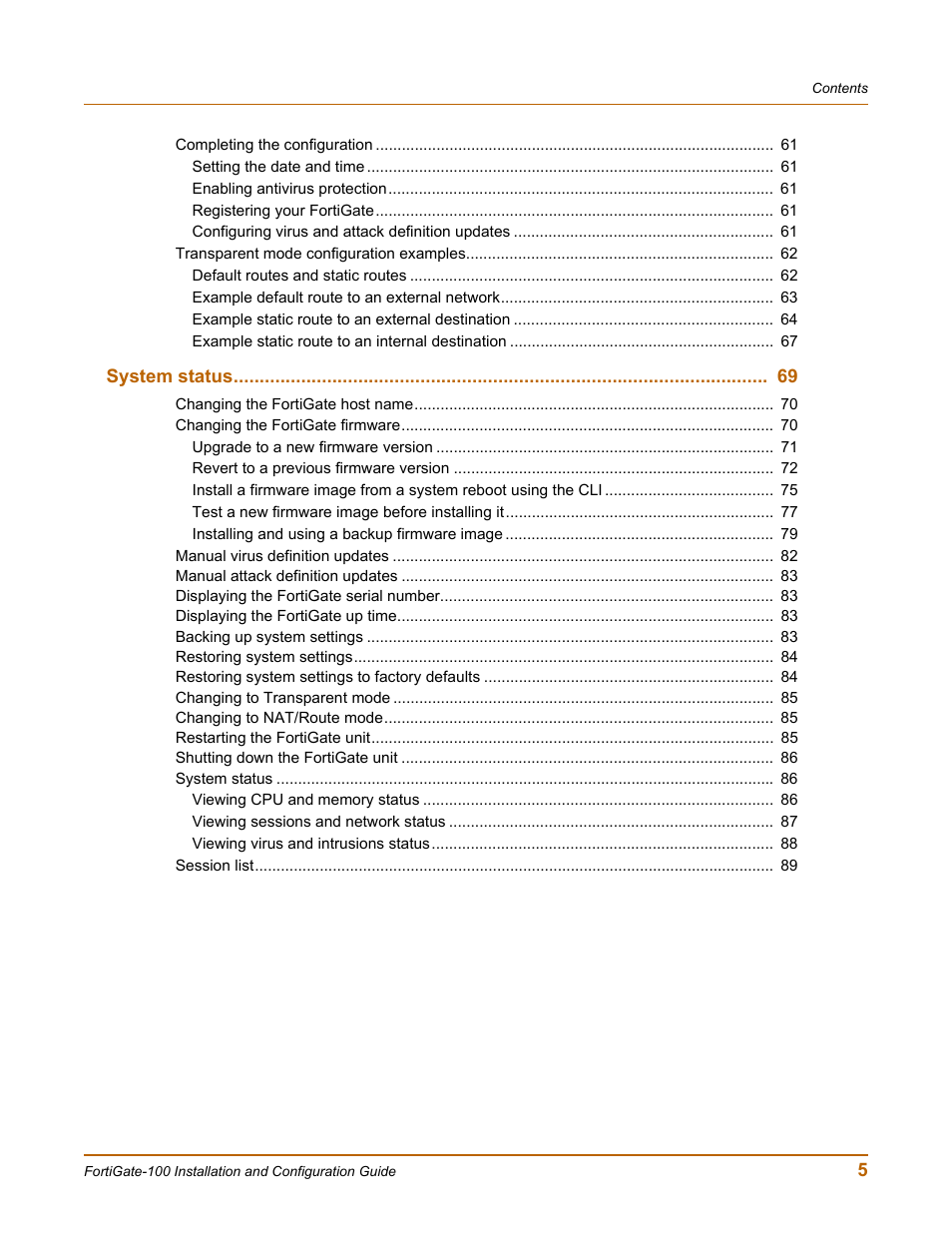 Fortinet FortiGate 100 User Manual | Page 5 / 272