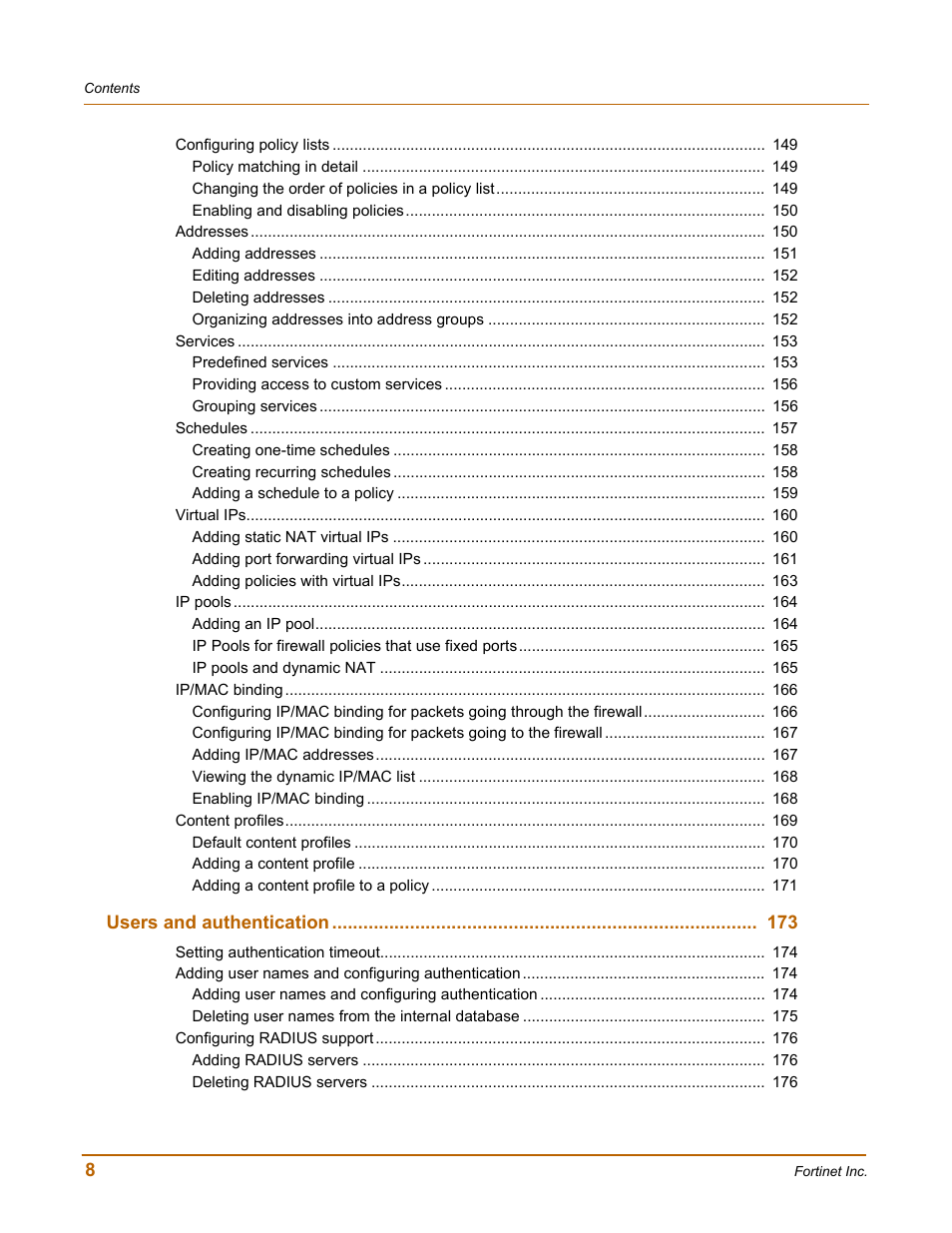 Fortinet FortiGate 100 User Manual | Page 8 / 272